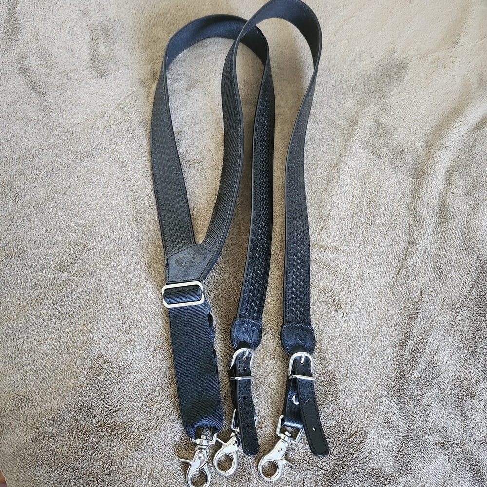Nocona Black Leather Suspenders